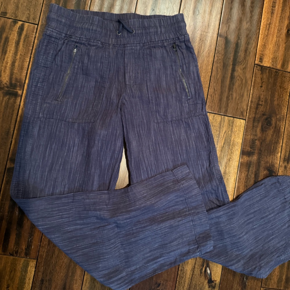 Athleta Cabo Linen Textured Wide Leg Pants Sz 4